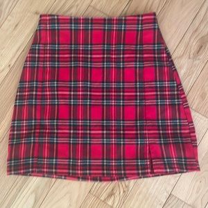 Red Plaid Skirt Brandy Melville